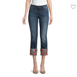 Driftwood Colette Floral Embroidery Straight Cropped Jeans